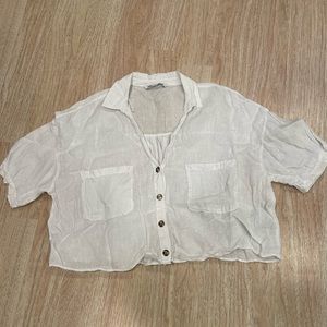 Zara cropped cotton blouse